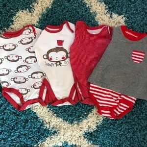 ▪️3/$25▪️0-3 month bundle of red onesies